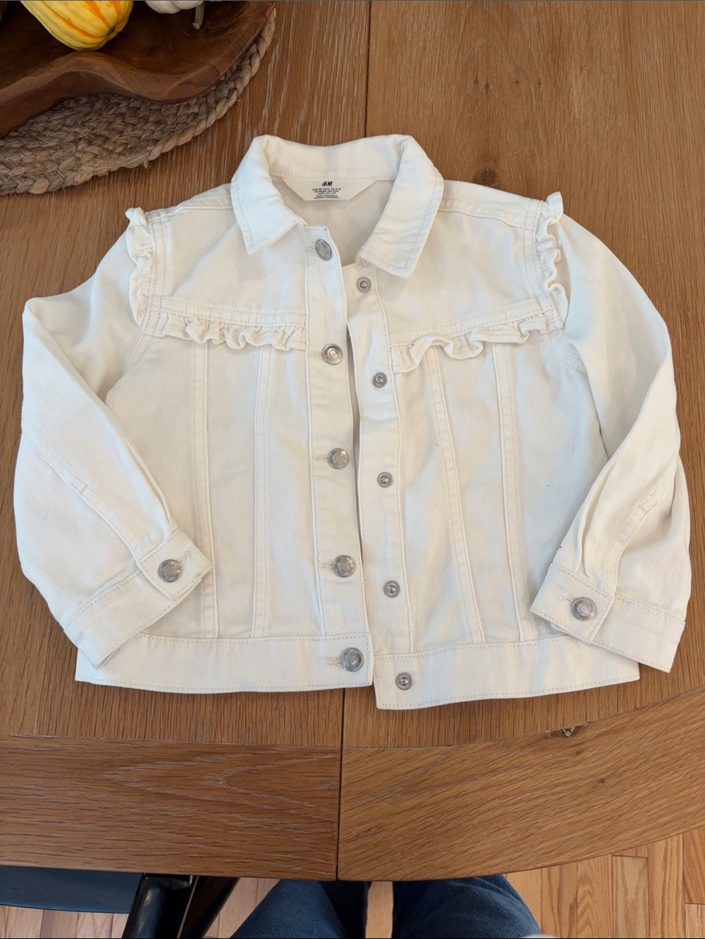 White cotton ruffle jean jacket